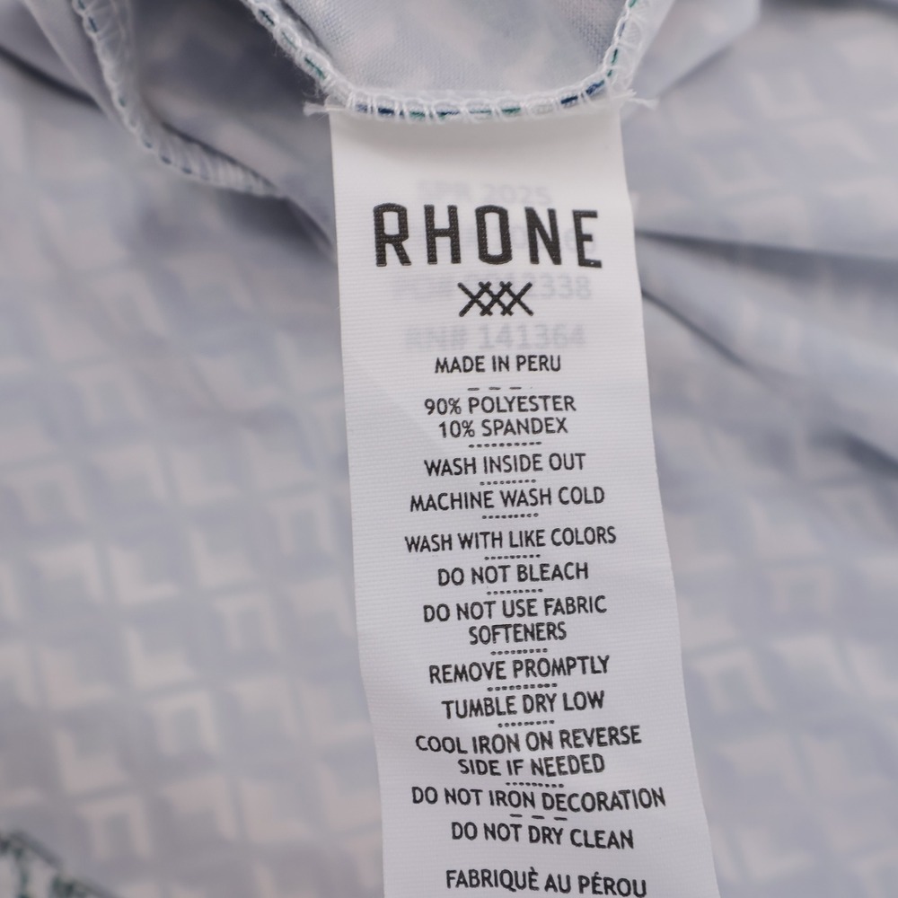 NEW Rhone Geometric Print Performance Polo Green Short Sleeve Mens XL Shirt - Picture 6 of 10